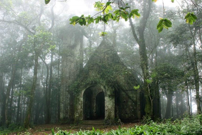 Collapsed villas and churches in Ba Vi National Park