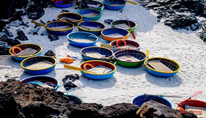 Round boats in Ly Son island